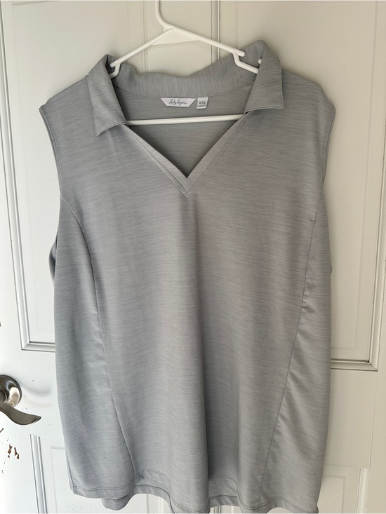 Lady Hagen Tops - LADY HAGEN Sleeveless Golf Polo Top Gray Space Dye V-Neck Collared XXL
